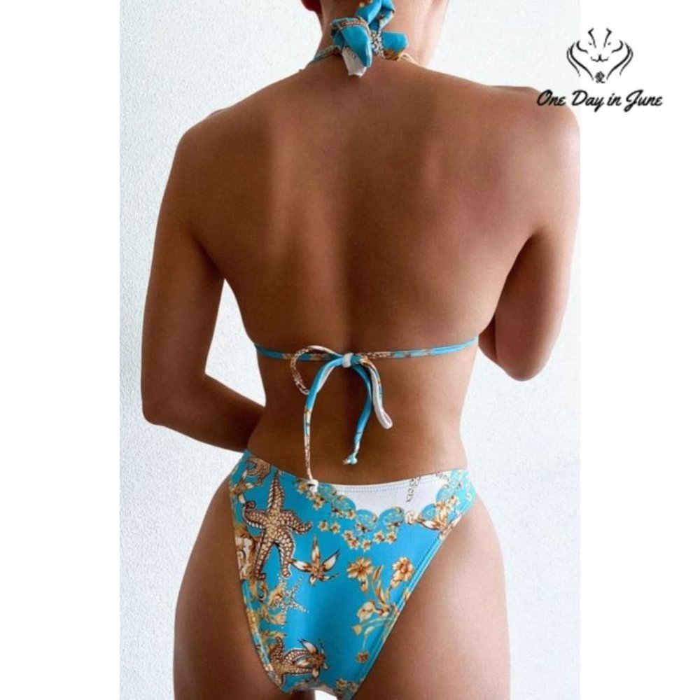 ODIJ Starfish Print Chain Strap Bikini - Picture 2 of 3